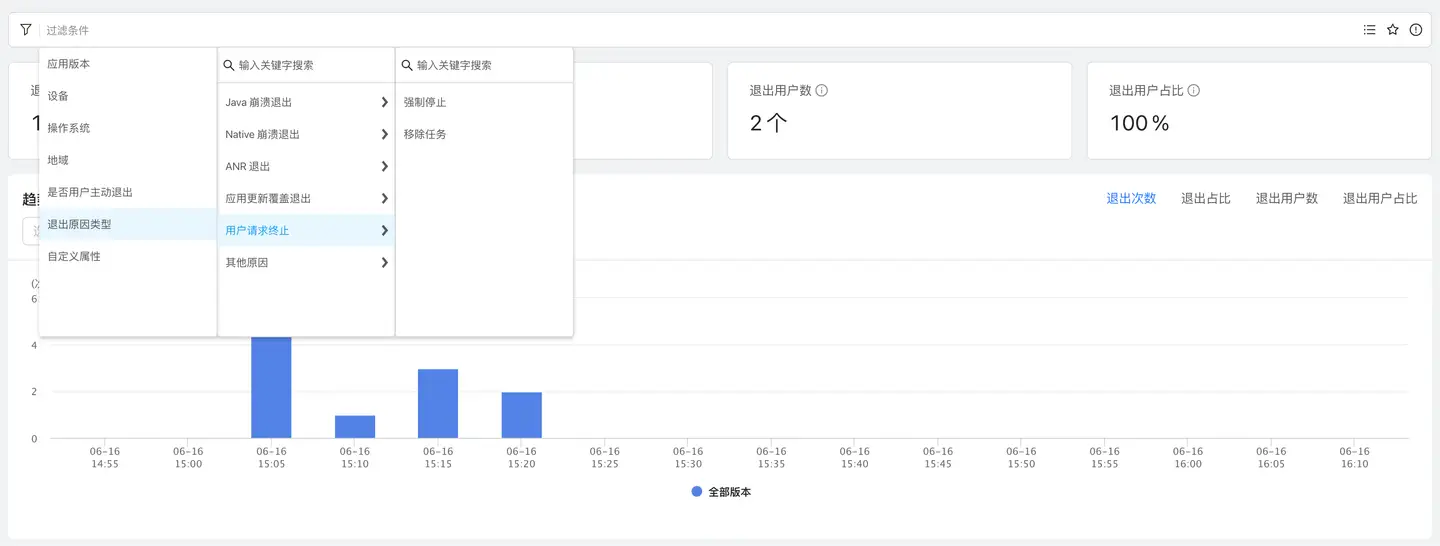 过滤退出原因类型